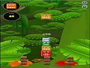 Jungle Tower 3 game screen, free online physics high-scores game, balancing and matching puzzle