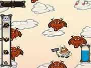 Launch to Valhalla Viking game, Viking launched from a ramp, hammer smashing devils in the air