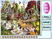 A close-up view of a vibrant garden scene with butterflies and flowers, highlighting a hidden number for players to find in the free online game Garden Animals Hidden Numbers