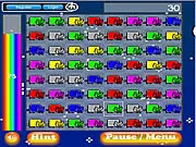 Nyan Cat Match 3 puzzle game screenshot, showing a board of colorful Nyan Cats and power-up icons ready to be matched