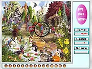 Screenshot of the Garden Animals: Hidden Numbers game showing a scene with a rabbit and various plants