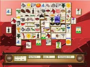 The game board of Mahjong Animal Connect showing tiles with pictures of animals, fruits, and flowers