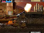 The Extendables free online ATV truck racing game, speeding over a bumpy road