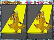 Screenshot of Dancing Animals game, showing two very similar colorful pictures of a cute, animated animal dancing for the player to spot the differences.