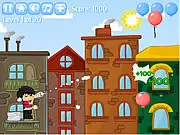 Play Bob's Balloons free online defense game. A cute character named Bob shooting darts at a group of colorful incoming balloons.