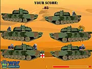 Sniper Wars online shooting game screenshot showing a sniper scope aimed at enemy soldiers behind a tank