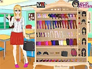 Popular School Outfits free online dress-up game screenshot showing fashionable student choosing clothes and accessories