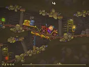 Mining Truck 2 online game screenshot showing a mining trolley balancing cargo on a rugged, sinuous track in the free transport game