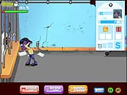 Mad scientist pouring a bubbling anti-virus serum into a beaker while a line of waiting zombies stands outside the lab in the Zombie Cure online game