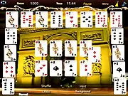 Crescent Solitaire Game screenshot, cards arranged in a crescent shape, play free online