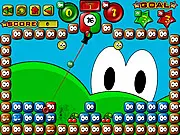 ZooZ Ball free online puzzle game screenshot with red and green bricks