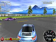 Screenshot of Millionaire Career racing game showing a luxury sports car speeding on an asphalt track, leaving rivals behind. Play Millionaire Career free online.