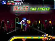 Sonic Skate Glider game featuring Sonic the Hedgehog performing a trick on a skateboard mid-air, free online stunt arcade game