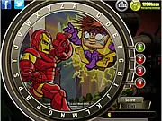 Super Hero Squad Alphabet Hunt game showing a scene with comic book heroes and hidden letters (alphabets)