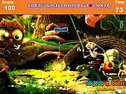 Cartoon Forest Hidden Alphabets free online game screenshot of a colorful forest scene with hidden letters