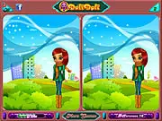 Two images side-by-side showing Lisa in a bright, colorful scene, highlighting areas where the player must spot the differences in this online puzzle game