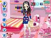 A smiling animated girl named Lily standing in front of her open wardrobe, wearing a colorful, bright-toned outfit suitable for a school day.