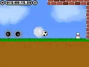 Screenshot of the physics puzzle game Blast Up showing a soccer ball positioned to knock over several stacked geometric objects