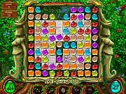 Screenshot of the Woodville Chronicles match 3 puzzle game with glowing gems