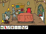 Animated screen from the adventure game Obama Narnia: The Return of the Witch, showing a cartoon President Obama standing in a snowy Narnian landscape.