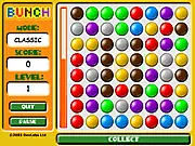 Play Bunch free online on PlayArcadeHub, Simple physics game screenshot of colorful balls being clustered together for points