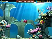 Fish Tale 2 online game screenshot showing a colorful fish swimming in an ocean environment with coral and smaller fish.