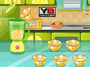 Andie's Lemon Cake online cooking game instructions, mixing batter, finished lemon cake with glaze