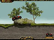 Screenshot of a red 4x4 ATV quad bike balancing on a steep, rocky hill in the 4x4 ATV Offroad game, demonstrating extreme angle and balance challenge