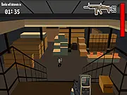 Sniper Scope online game showing a rifle scope's view, aiming at a target in a gritty city environment
