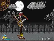 Play Kicking Zombie Heads free online on PlayArcadeHub, Adventure game screenshot of a rolling zombie head encountering a mummy
