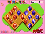 Dice Mix free online logic puzzle game screenshot with red and blue dice