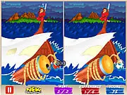 Castaway Difference free online puzzle game screenshot with two identical-looking pictures and a castaway scene