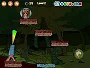 Blasted Zombies free online physics puzzle game screenshot with zombies, brains, and destructive elements