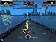 Screenshot of Wicked Rider retro motorcycle arcade racing game with parallax scrolling
