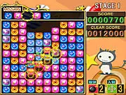Nosonoso free online puzzle game board showing clusters of colored square blocks