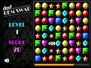 Doof Gem Swap free online game screenshot, play match 3 puzzle on PlayArcadeHub, swap colorful gems