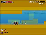 Screenshot of Super Gravity Rush, showing multiple small characters rushing and falling in a gravity-shifting, multiplayer online game