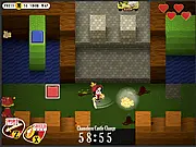 Free online action adventure game Scarlet Stranger, featuring the hero with a sword and shield ready to fight in Castle Chameleon.