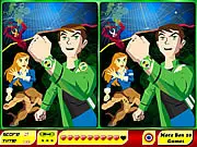 Screenshot from Ben 10 Alien Differences game showing two side-by-side images of the alien character Humungousaur, with subtle differences the player must spot.