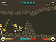 Buldozer Brothers free online puzzle game, destroy blockages in a cave before oxygen runs out, frantic digging game