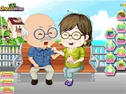 Screenshot of Grandparents Ice Cream Date dress up game, styling a chic grandma for a date, play free online fashion game