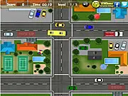 Screenshot of Bus Stop Parking game, showing a large bus navigating a complex parking lot