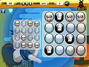Gameplay screenshot of Naruto Memory Balls, showing a grid of circular icons with a central pattern to be memorized.
