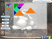 Play Buddha Tangram free online puzzle game. Arranging seven geometric shapes to form a silhouette.