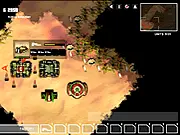 Free online real-time strategy (RTS) game Battlefield Arena, showing units attacking an enemy base and factories in the background.
