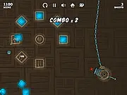 Gem Cannon free online physics game, aiming cannon to hit wooden boxes, trajectory puzzle game on PlayArcadeHub, one-shot challenge