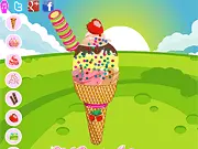 Tasty Ice Cream Game online screenshot showing a colorful decorated ice cream sundae