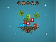 Gameplay screenshot of the free online puzzle game Planet of Logic, showing a grid of different colored blocks on a space background.