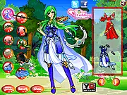 Screenshot of Princess of Power Dress Up game, fantasy princess goddess with sword and shield, royal and powerful outfit, play free online
