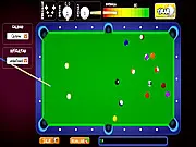 Screenshot of Classic Billiards Pool free online game showing the pool table, cue, and striped and solid balls